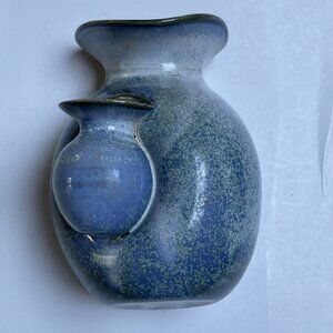 Vintage Signed Studio Art Pottery Wall Pocket Signed Greta Integrated Vase Side